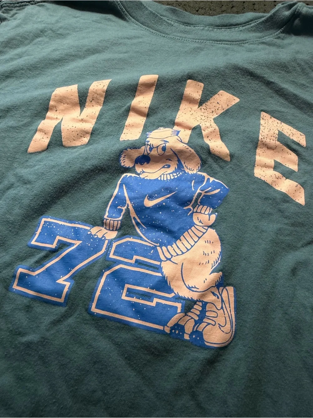 Nike Short-Sleeve Graphic Tee in Slate Blue with Cream Print